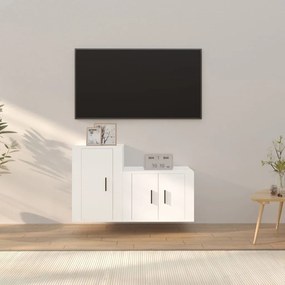 vidaXL 2 pcs conjunto móveis de TV derivados de madeira branco