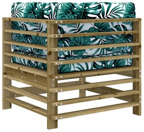 Sofás de canto com almofadões 2 pcs pinho impregnado