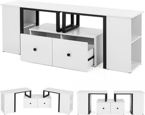 Conjunto de 3 Móveis de TV Modulares, 140 x 30 x 50 cm, Disposição Personalizável, Branco