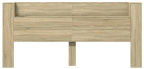 Armário cabeceira c/ luzes LED 220x16,5x103,5cm carvalho sonoma