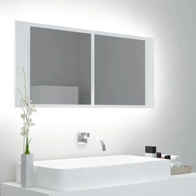 804980 vidaXL Armário espelhado casa de banho LED 100x12x45cm acrílico branco