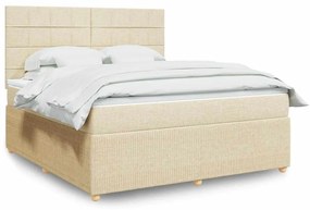 vidaXL Cama com molas/colchão 180x200 cm tecido cor creme
