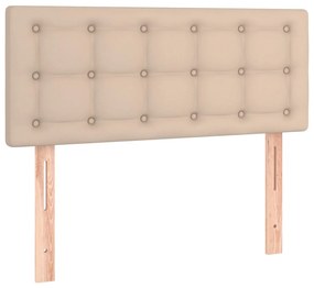 Cama box spring c/colchão/LED 120x200cm couro artif. cappuccino