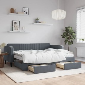 vidaXL Sofá-cama c/ gavetão e gavetas 80x200 cm veludo cinzento-escuro