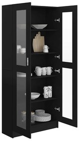 Armário vitrine 82,5x30,5x185,5 cm derivados de madeira preto
