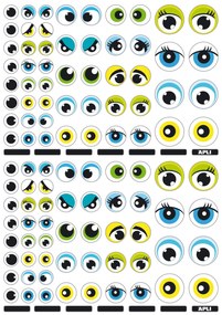 Etiquetas Autocolantes Olhos Azul/Verde Removíveis 3f