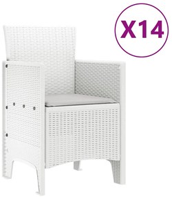 Conjunto de Jantar de Jardim 15 pcs Branco Grande Vime