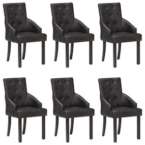 Cadeiras de jantar 6 pcs couro de cabra genuíno preto