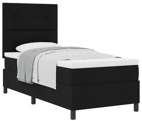 Cama Box com Colchão Preta 100x200 cm Tecido
