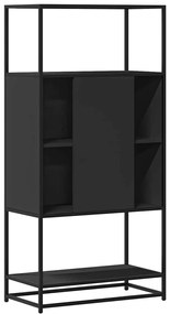 Armário alto 68x35x139 cm derivados madeira e metal preto