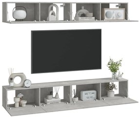 Móveis de TV para parede 4 pcs 100x30x30 cm cinza cimento