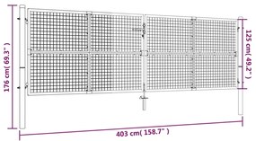 Portão de jardim em rede 390x125 cm aço verde