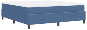 Cama Box com Colchão Azul, Super King, em Tecido Corduroy