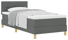 Cama Box Spring com Colchão Cinza Escuro 90x190 cm Tecido