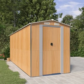 vidaXL Abrigo de jardim 192x523x223 cm aço galvanizado castanho