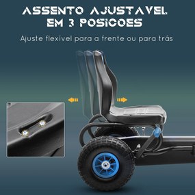 Kart a Pedais para Crianças 5-12 Anos Kart a Pedais Infantil com Assento Ajustável Pneus Insufláveis Amortecimento e Travão de Mão Carga Máx. 50kg 121