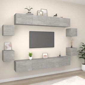 vidaXL Conjunto móveis de TV 8 pcs madeira processada cinzento cimento