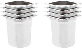 vidaXL Recipientes gastronorm 8 pcs GN 1/6 200 mm aço inoxidável