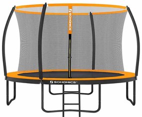 Trampolim de jardim Ø 366 cm com rede de segurança Preto-laranja