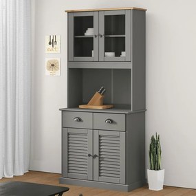 vidaXL Armário alto VIGO 78x40x175 cm madeira de pinho maciça cinzento