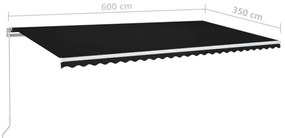 Toldo retrátil manual com LED 600x350 cm antracite