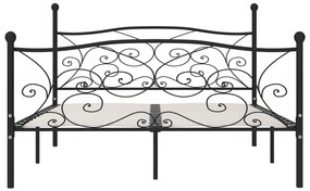 Estrutura de cama com estrado de ripas 200x200 cm metal preto