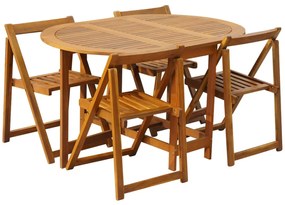 Conjunto de jantar dobrável p/ exterior 5 pcs acácia maciça
