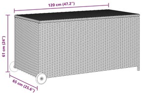 Caixa de arrumação para jardim 120x65x61 cm vime PE preto