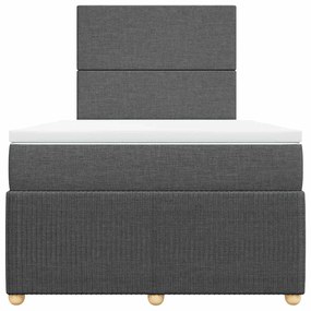 Cama boxspring com colchão 120x190 cm tecido cinzento-escuro