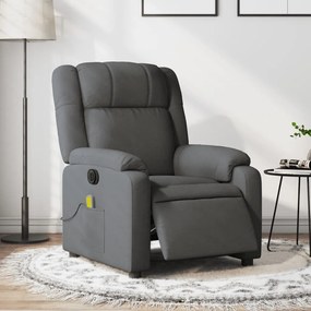 vidaXL Poltrona reclinável de massagens elétrica tecido cinza-escuro