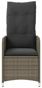 Cadeiras jardim reclináveis 2 pcs c/ almofadões vime PE cinza