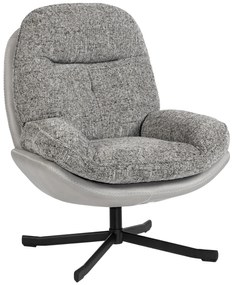 HOMCOM Poltrona Giratória Moderna com Base Cruzada Estofada em Chenille e Couro PU Assento Largo Duplo Pernas de Aço 78x95x99 cm Cinza | Aosom Portugal