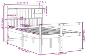 Cama com estante sem colchão 120x200 cm pinho maciço branco