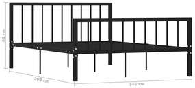 Estrutura de cama em metal 140x200 cm preto