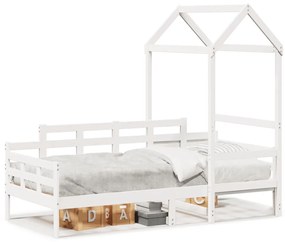 Sofá-cama com telhado 80x200 cm madeira de pinho maciça branco