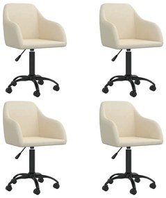 vidaXL Cadeiras de jantar giratórias 4 pcs veludo cor creme