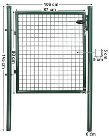 Portão de jardim 106 x 6 x 145 cm com fechadura verde escuro