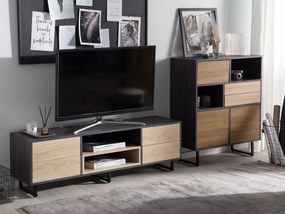Móvel de TV com 4 gavetas e 2 prateleiras em madeira escura MAINE Beliani