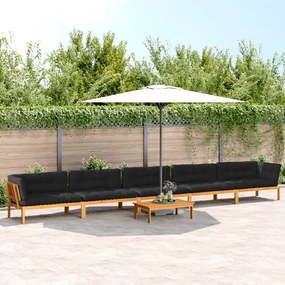 vidaXL 6 pcs conj. sofás paletes p/ jardim c/ almofadões acácia maciça
