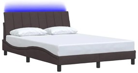 Estrutura de cama sem colchão 140x190 cm tecido castanho-escuro
