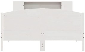 Cama com estante sem colchão 140x190 cm pinho maciço branco