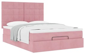 Estrutura de cama otomana com colchões 140x200 cm veludo rosa