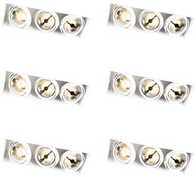 Conjunto de 6 focos embutidos brancos AR111 sem aro 3 luzes - Oneon