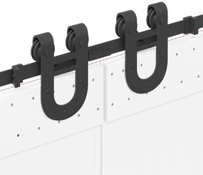 Kit de ferragens para porta deslizante 366 cm aço preto