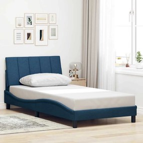 vidaXL Estrutura de cama sem colchão 100x200 cm tecido azul