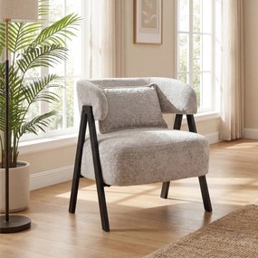 Poltrona Barrel Estofada em Couro Sintético Almofada Lombar Pernas em Metal Cinza