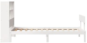 Cama com estante sem colchão 90x190 cm pinho maciço branco