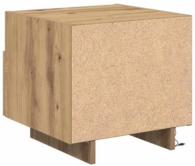 Criado-mudo vidaXL com Luzes LED Carvalho Artesanal 40x39x37 cm