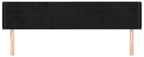 Cabeceira de cama c/ abas veludo 203x16x78/88 cm preto