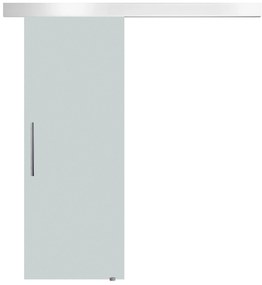 HOMCOM Porta de Correr de Vidro 90x205 cm Porta de Correr de Vidro com Trilho Translúcida